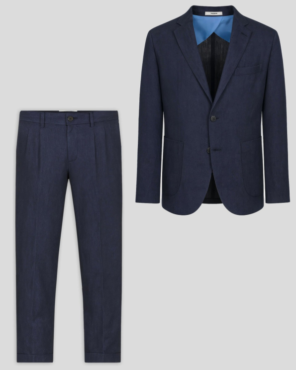 ТЪМНОСИН ЛЕНЕН КОСТЮМ СВОБОДЕН СИЛУЕТ