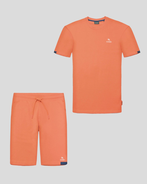 ОРАНЖЕВ СПОРТЕН КОМПЛЕКТ С РЕФЛЕКТЕН ПРИНТ И КОНТРАСТЕН ЕЛЕМЕНТ