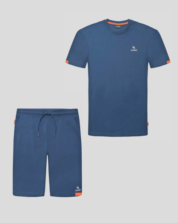 СПОРТЕН КОМПЛЕКТ ОТ 100% ПАМУК С РЕФЛЕКТЕН ПРИНТ В ДЕНИМ СИН ЦВЯТ