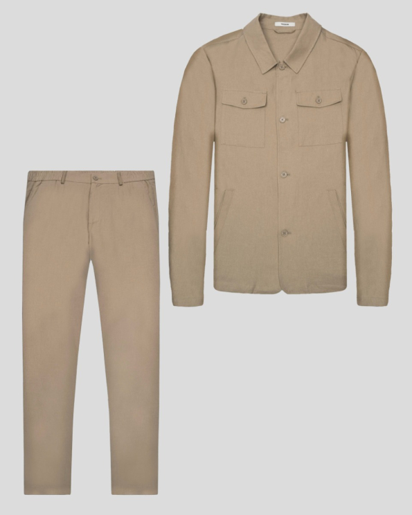 КОМПЛЕКТ ОТ ЛЕН И ПАМУК В ЦВЯТ КАКИ COMFORT FIT