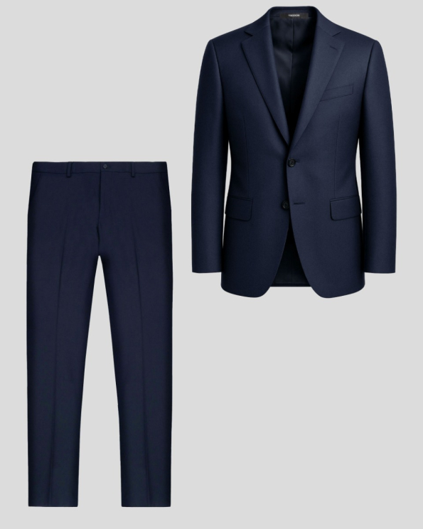 КЛАСИЧЕСКИ КОСТЮМ СВОБОДЕН СИЛУЕТ В ТЪМНОСИН ЦВЯТ