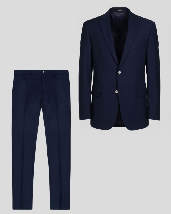 ТЪМНОСИН КЛАСИЧЕСКИ КОСТЮМ В СИТНА СТРУКТУРА 