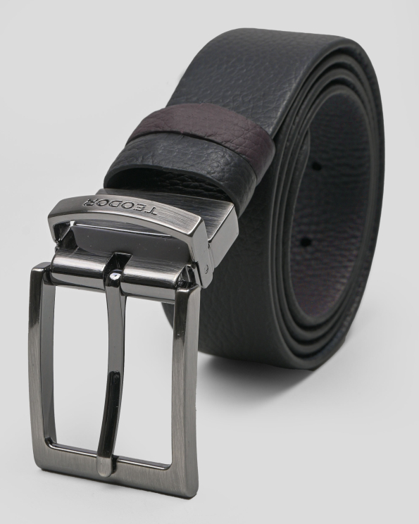 ДВУЛИЦЕВ КОЛАН ОТ ЕСТЕСТВЕНА КОЖА ШАГРЕН В ЧЕРЕН И КАФЯВ ЦВЯТ