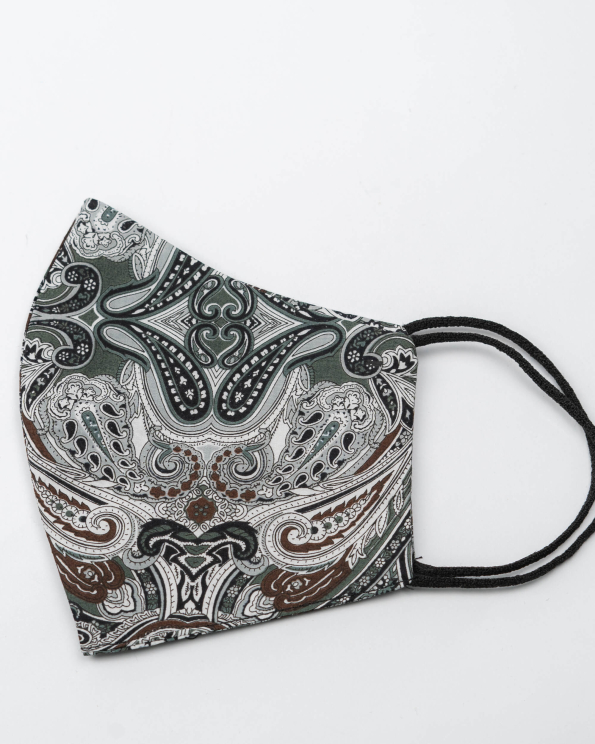 МАСКА С ФЛОРАЛНИ МОТИВИ В СИНЬО И КАФЯВО