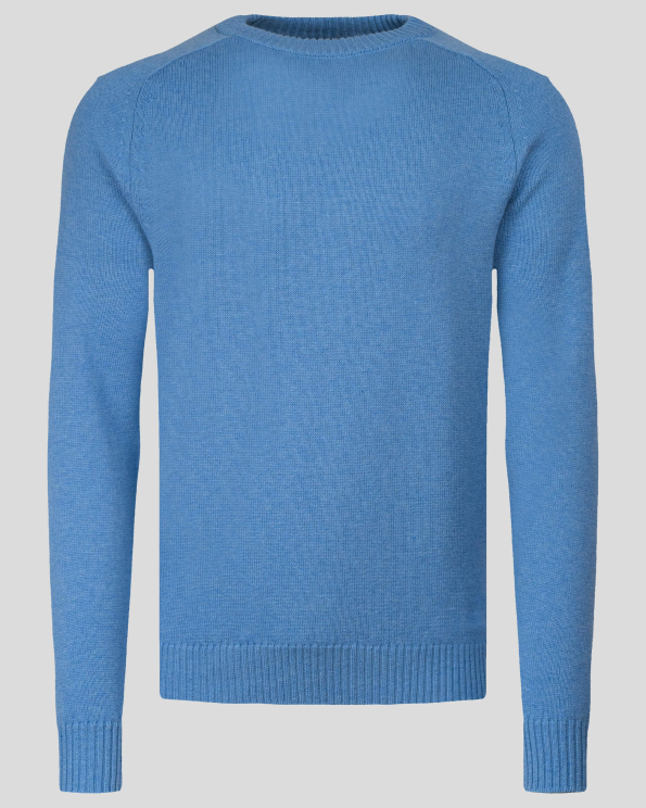  СИН ПУЛОВЕР С ОБЛО ДЕКОЛТЕ ОТ 100%  ВЪЛНА МЕРИНО "ZEGNA BARUFFA" 