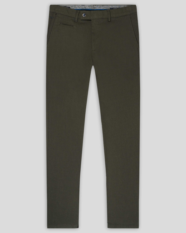 СТРУКТУРЕН ПАНТАЛОН С ИТАЛИАНСКИ ДЖОБ И ДВОЙНА ФИЛЕТКА В ЦВЯТ КАКИ