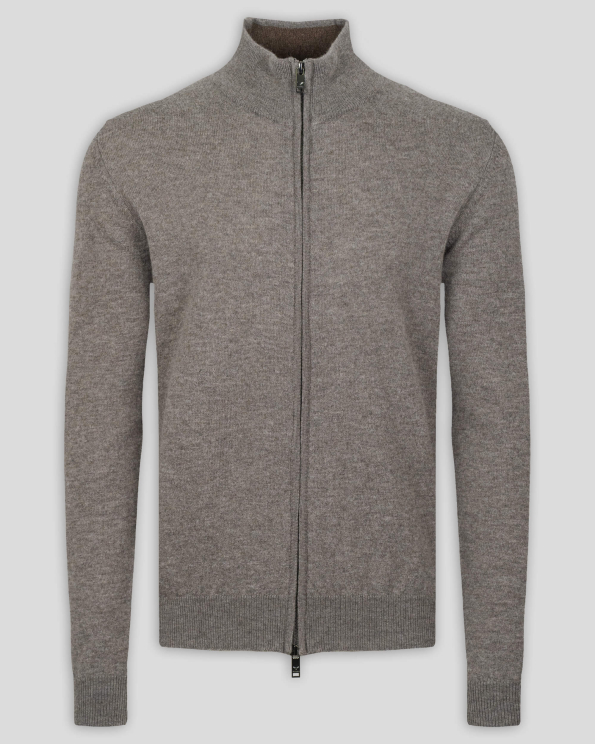 ЖИЛЕТКА ОТ ВЪЛНА МЕРИНО "ZEGNA BARUFFA" В СИВО-КАФЯВ МЕЛАНЖ