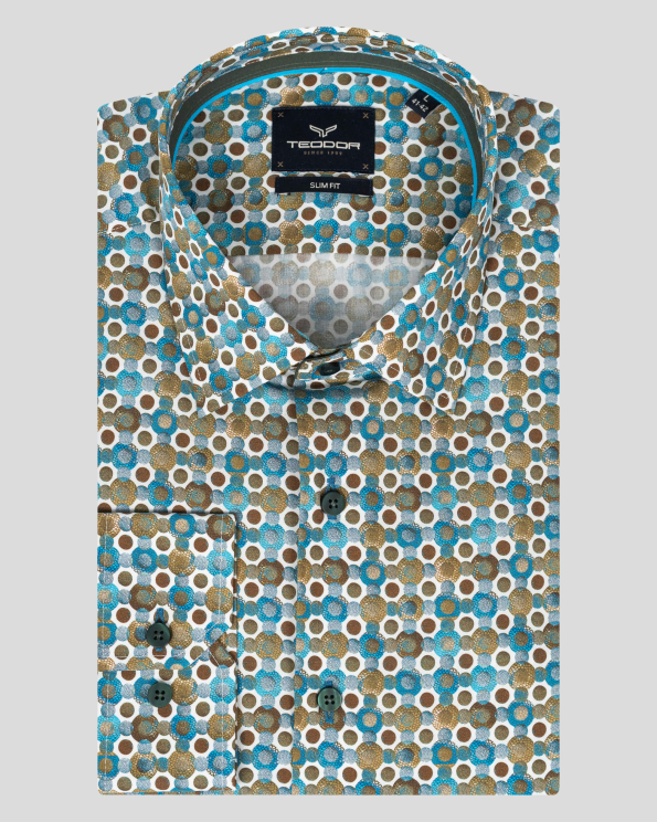 МНОГОЦВЕТНА ПРИНТИРАНА РИЗА ВТАЛЕН СИЛУЕТ