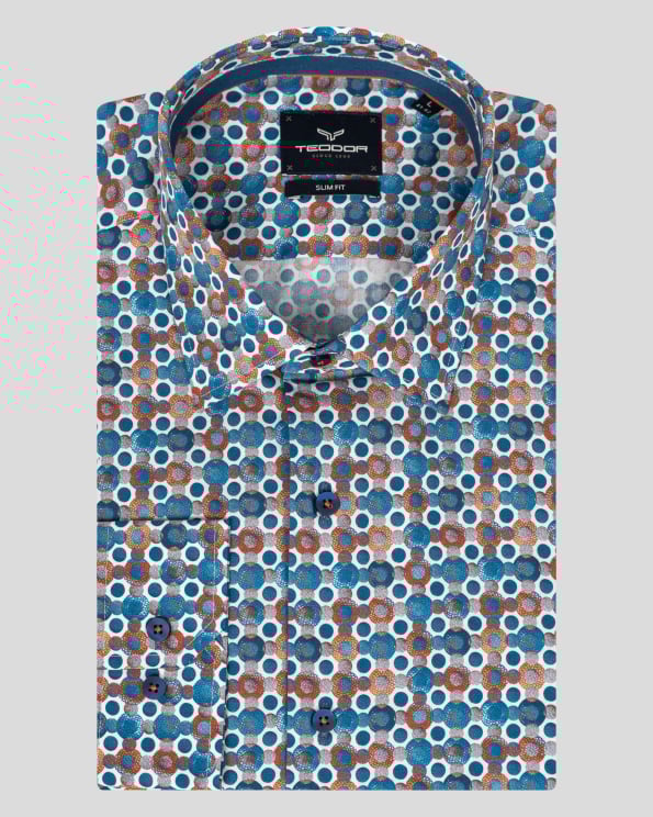 МНОГОЦВЕТНА РИЗА С ЕФЕКТЕН ПРИНТ ВТАЛЕН СИЛУЕТ