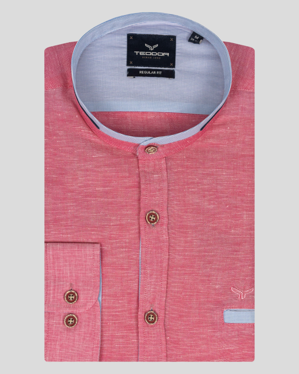 РОЗОВА РИЗА ОТ ЛЕНЕН ПЛАТ С ПОПСКА ЯКА И ТОНАЛНО ЛОГО