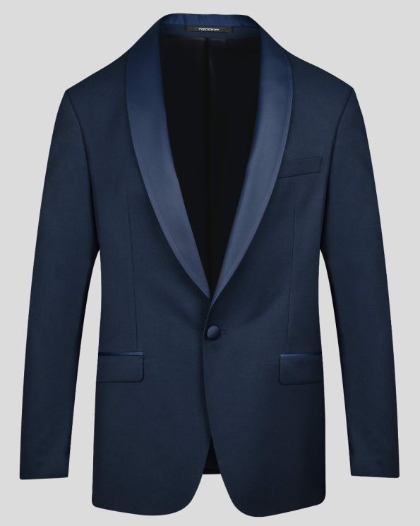 СИНЬО ЦЕРЕМОНИАЛНО САКО СЪС САТЕНИРАНА ШАЛ ЯКА