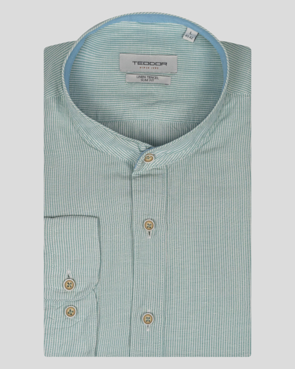 РАИРАНА РИЗА С ПОПСКА ЯКА И БРОДЕРИЯ ЛОГО В ЦВЯТ МИНТ 