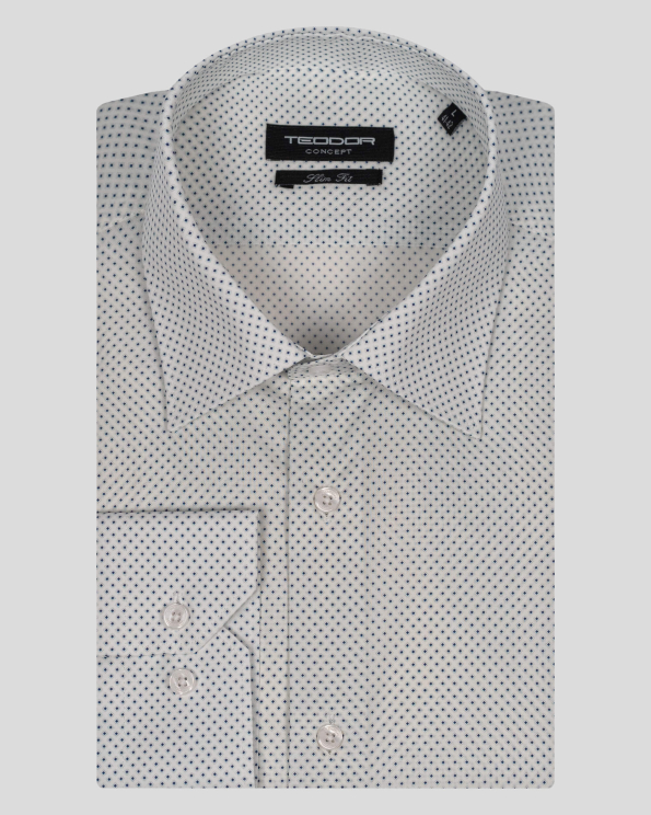 БЯЛА РИЗА С ЦВЕТЕН ПРИНТ ВТАЛЕН СИЛУЕТ