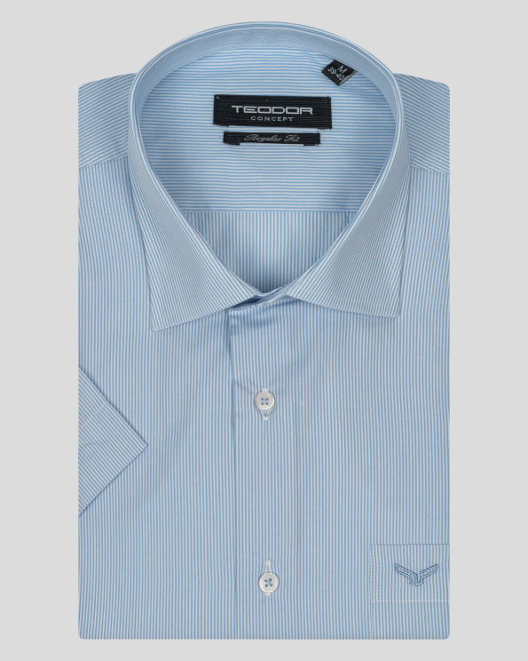 СВЕТЛО СИНЯ РИЗА В РАЙЕ С ТОНАЛНА БРОДЕРИЯ ЛОГО