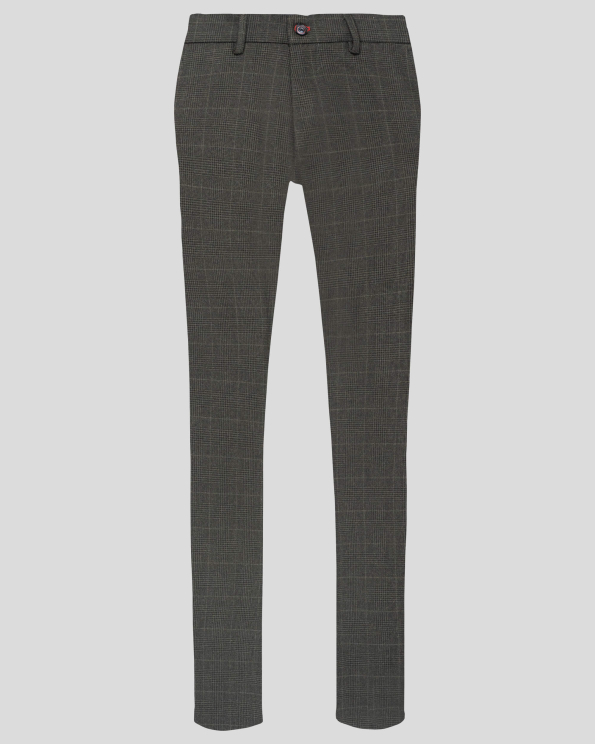 ТЪМНО ЗЕЛЕН ЧИНО ПАНТАЛОН КАРЕ С МЕТАЛНО ЛОГО