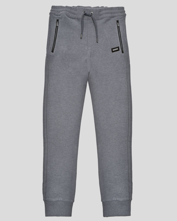 СИВО СПОРТНО ДОЛНИЩЕ ТРИКО С ВЕЛУРЕНИ ЕЛЕМЕНТИ И ЛОГО