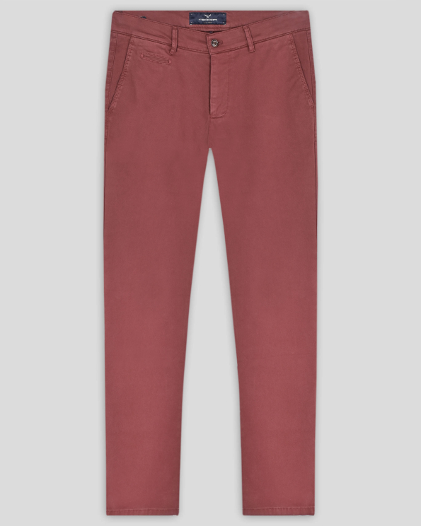  ЧИНО ПАНТАЛОН ВТАЛЕН СИЛУЕТ С КОЖЕНА ЛОГО ЕМБЛЕМА В ЦВЯТ БОРДО