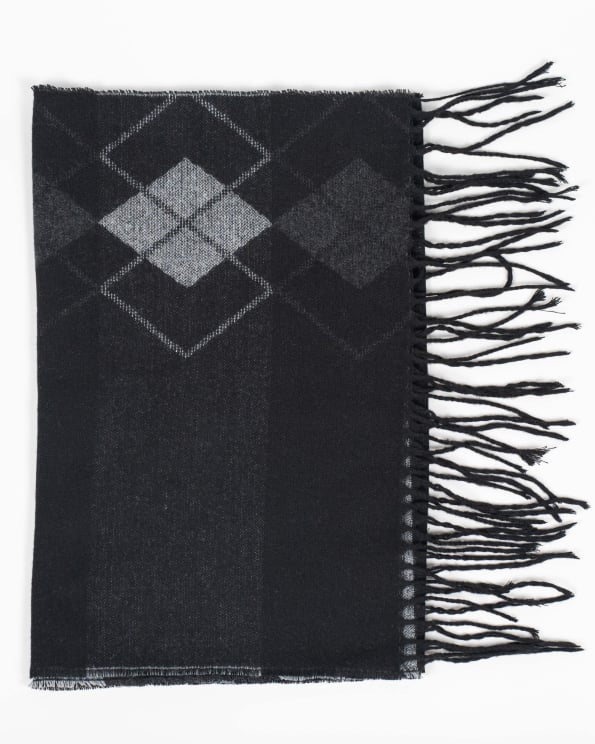 ДВУЦВЕТЕН ШАЛ НА РОМБОВЕ В ЧЕРНО И СИВО