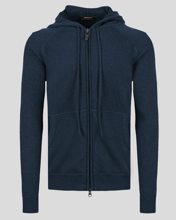 ТЪМНОСИНЯ ЖИЛЕТКА С КАЧУЛКА ОТ ФИНА ВЪЛНА МЕРИНО "ZEGNA BARUFFA"