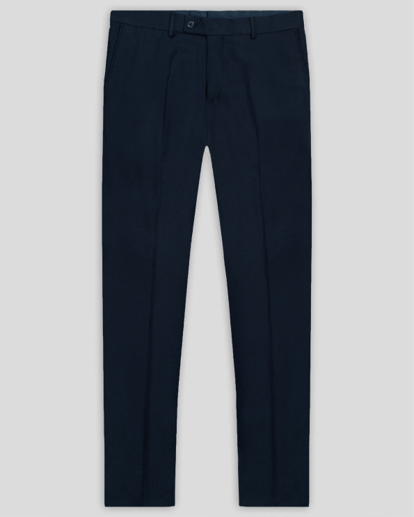 ТЪМНОСИН ВТАЛЕН КЛАСИЧЕСКИ ПАНТАЛОН В СИТНА СТРУКТУРА /ЧАСТ ОТ КОСТЮМ/