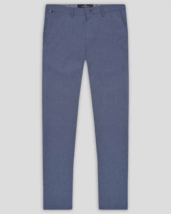 ТЪМНОСИН ЧИНО ПАНТАЛОН В СИТНА СТРУКТУРА ВТАЛЕН СИЛУЕТ 