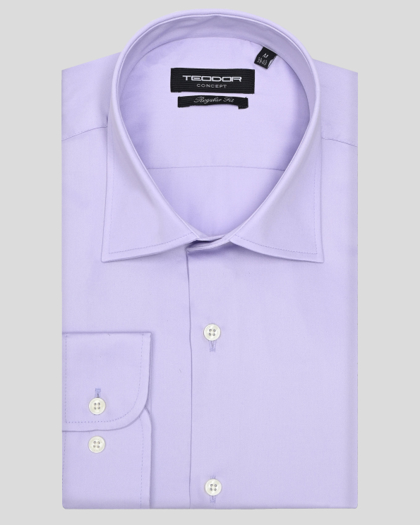 СВЕТЛОЛИЛАВА КЛАСИЧЕСКА РИЗА ОТ САТЕНИРАН ПАМУК СВОБОДЕН СИЛУЕТ