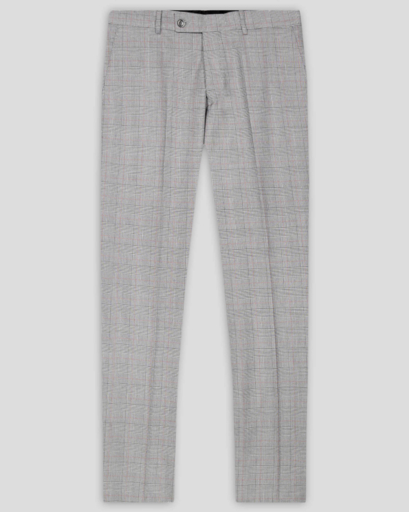 СИВ КЛАСИЧЕСКИ ПАНТАЛОН В ДВУЦВЕТНО КАРЕ СИЛНО ВТАЛЕН СИЛУЕТ