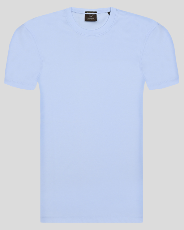 СВЕТЛОСИНЯ ТЕНИСКА ОТ МЕРСЕРИЗИРАН ЕГИПЕТСКИ ПАМУК С КОПРИНЕН БЛЯСЪК