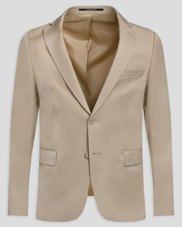  БЕЖОВО КЛАСИЧЕСКО САКО С ДВА ШЛИЦА ВТАЛЕН СИЛУЕТ /ЧАСТ ОТ КОСТЮМ/