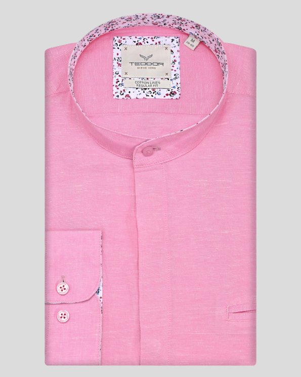 РОЗОВА РИЗА МЕЛАНЖ С ПОПСКА ЯКА СВОБОДЕН СИЛУЕТ 