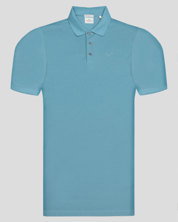 ТЕНИСКА С ПОЛО ЯКА И ТОНАЛЕН ПРИНТ ЛОГО В ЦВЯТ МИНТ