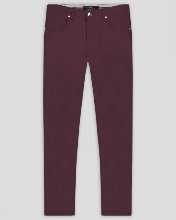 ПАНТАЛОН С 5 ДЖОБА ВТАЛЕН СИЛУЕТ В ЦВЯТ БОРДО