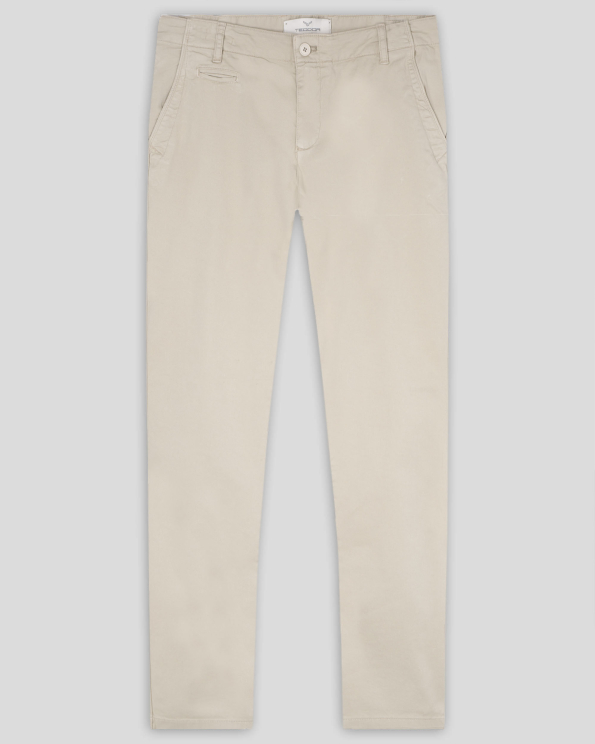 БЕЖОВ ЧИНО ПАНТАЛОН ОТ ПАМУЧЕН ГАБАРДИН С ДВОЙНИ ФИЛЕТКИ 