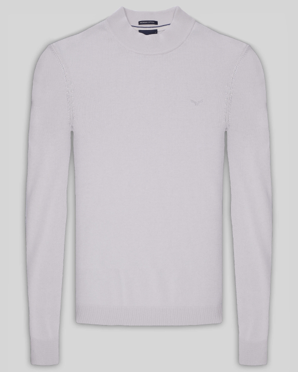 ФИН МРАМОРНО БЯЛ ПУЛОВЕР ТИП ПОЛУПОЛО ОТ PREMIUM ПАМУК  