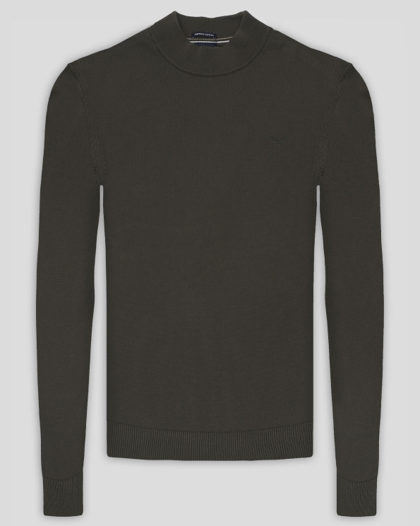  ПУЛОВЕР ТИП ПОЛУПОЛО ОТ PREMIUM ПАМУК  В ЦВЯТ КАКИ