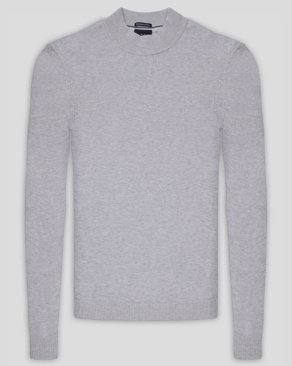 СВЕТЛОСИВ МЕЛАНЖИРАН ПУЛОВЕР ТИП ПОЛУПОЛО ОТ PREMIUM ПАМУК