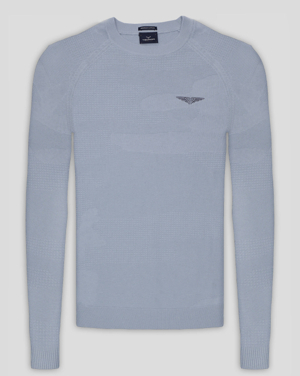 СТРУКТУРЕН ПУЛОВЕР С ОБЛО ДЕКОЛТЕ ОТ PREMIUM ПАМУК В ЦВЯТ СИНЬО-ЗЕЛЕН