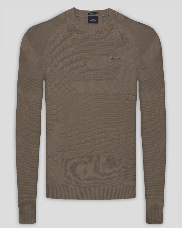 БЕЖОВ ПУЛОВЕР В СТРУКТУРНА ПЛЕТКА ОТ PREMIUM ПАМУК  