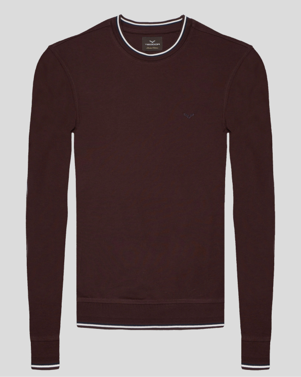 БЛУЗА ОТ ДВОЙНО МЕРСЕРИЗИРАН ЕГИПЕТСКИ ПАМУК С ДЕСЕНАЦИИ В БОРДО