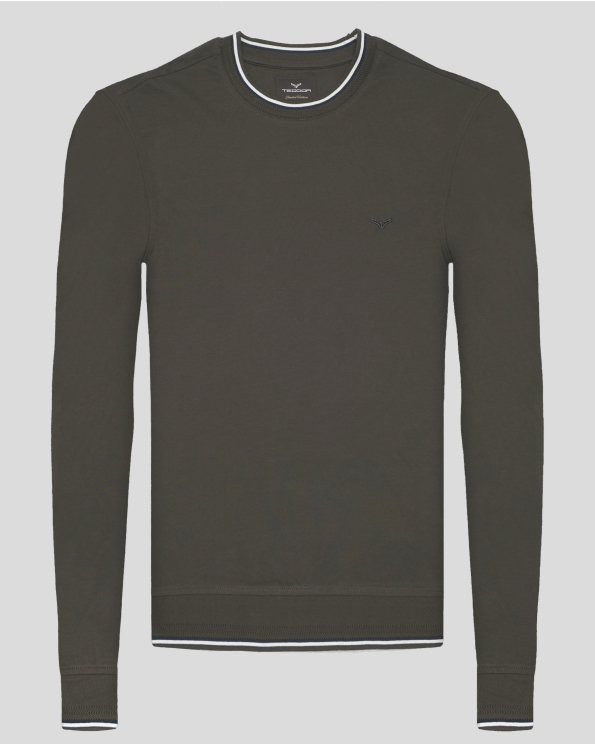 БЛУЗА ОТ ДВОЙНО МЕРСЕРИЗИРАН ЕГИПЕТСКИ ПАМУК С ДЕСЕНАЦИИ В ЦВЯТ КАКИ