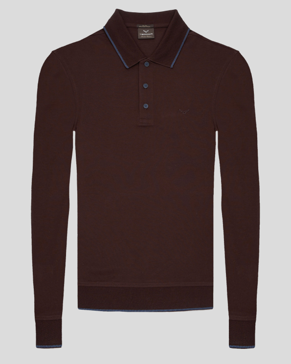  БЛУЗА С ПОЛО ЯКА ОТ ДВОЙНО МЕРСЕРИЗИРАН ЕГИПЕТСКИ ПАМУК В БОРДО 