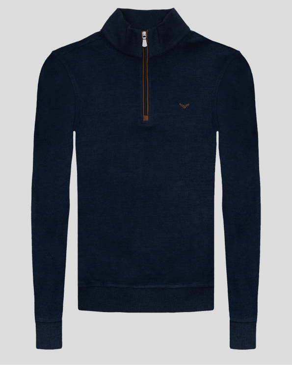 ТЪМНОСИНЯ БЛУЗА С КЪС ЦИП И КРЪПКИ НА РЪКАВИТЕ