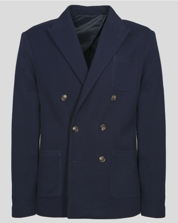 ТЪМНОСИНЯ ЖИЛЕТКА ТИП САКО В СИТНА СТРУКТУРА