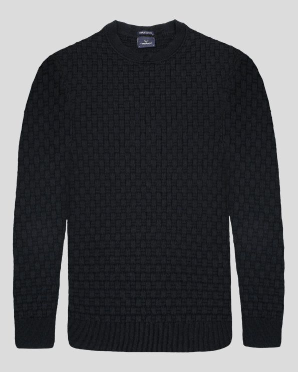 ЧЕРЕН ПУЛОВЕР В СТРУКТУРНА ПЛЕТКА ОТ PREMIUM ПАМУК