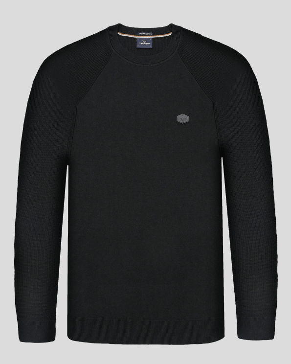 ЧЕРЕН ПУЛОВЕР С РЕГЛАН РЪКАВ ОТ PREMIUM ПАМУК 