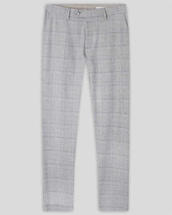 СИВ ЧИНО ПАНТАЛОН МЕЛАНЖ В ДВУЦВЕТНО КАРЕ ВТАЛЕН СИЛУЕТ