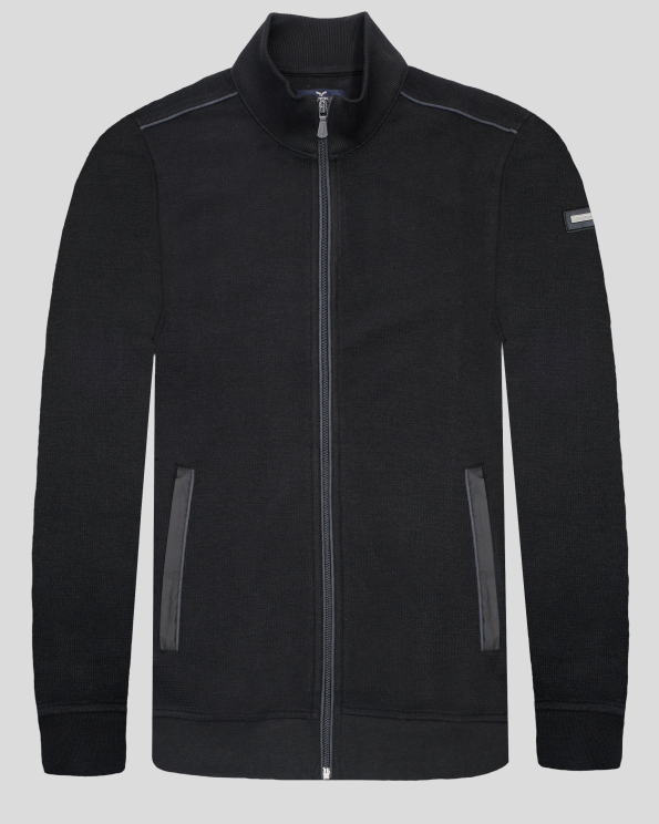 ЧЕРЕН СУИТШЪРТ ОТ PREMIUM ПАМУК С ВЕЛУРЕНИ ЕЛЕМЕНТИ И ЛОГО НА РЪКАВ