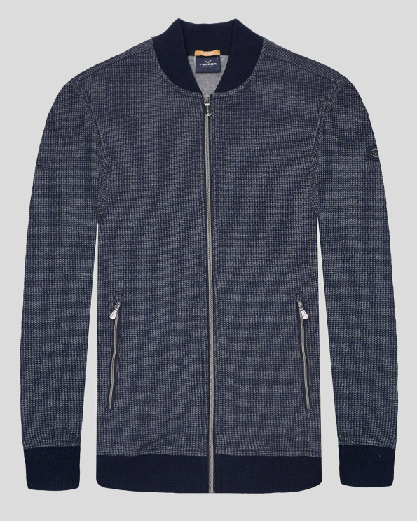 СУИТШЪРТ ТИП БОМБЕР В ТЪМНОСИНЬО И СИВО ПЕПИТ