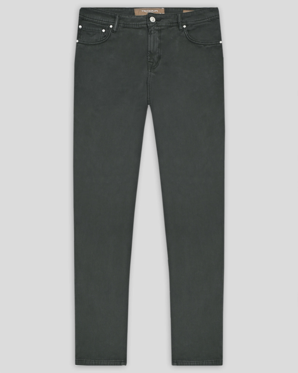 ТЪМНОЗЕЛЕН ПАНТАЛОН С 5 ДЖОБА И БРОДЕРИЯ ЛОГО ВТАЛЕН СИЛУЕТ