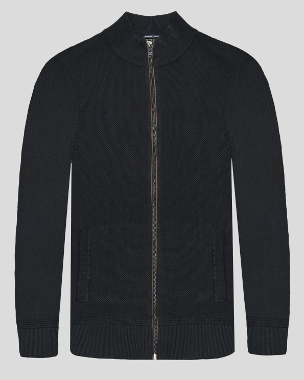 ЧЕРНА ЖИЛЕТКА ОТ PREMIUM ПАМУК С ВЕЛУРЕН КАНТ НА ЦИП 